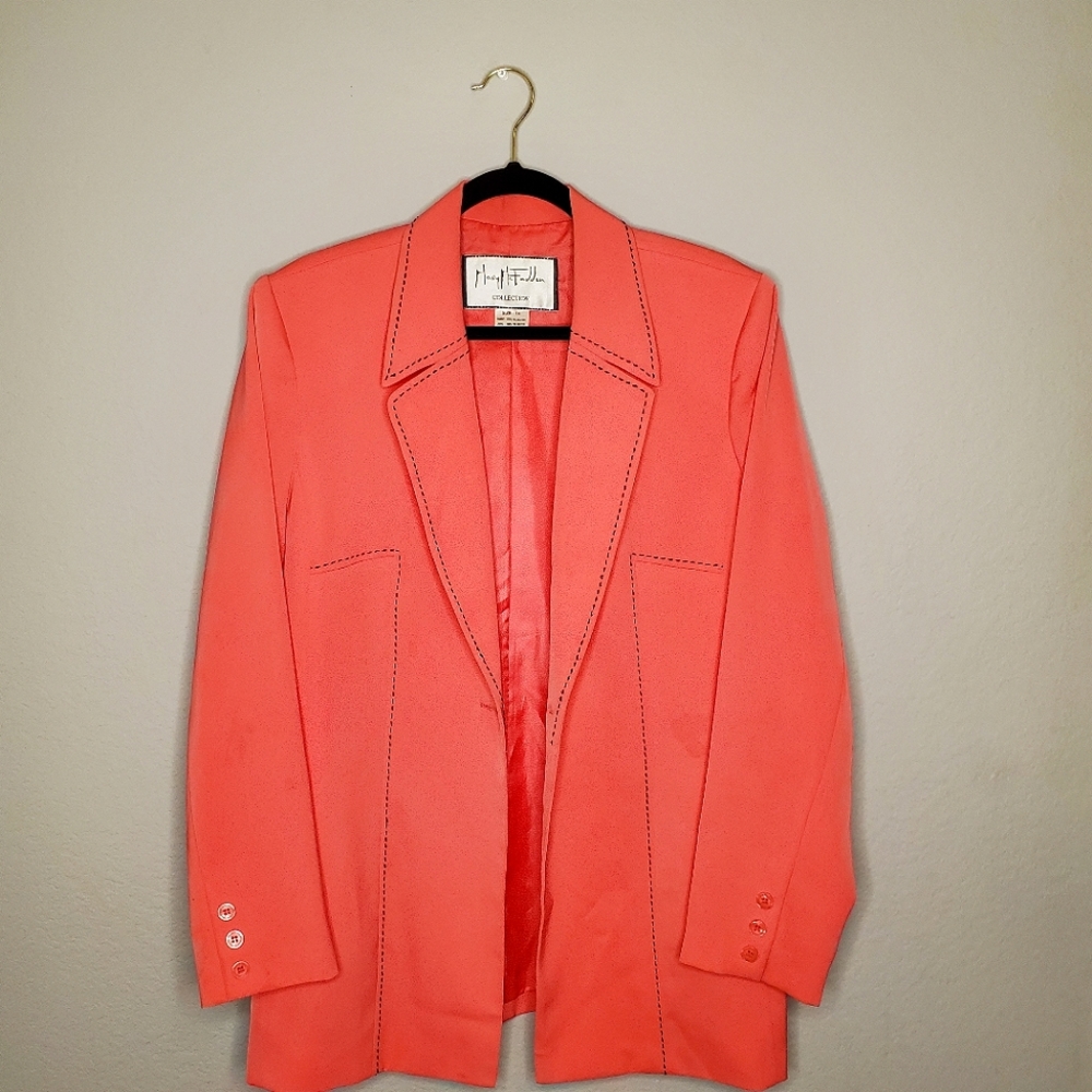 Coral Pink Peach Vintage Mary McFadden Blazer